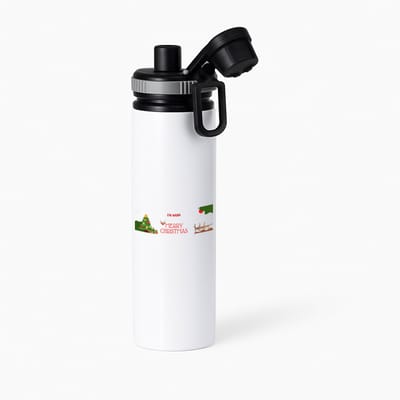 Hacebo® - Kerst merry christmas met eigen naam waterfles met draaidop grijs - Kerstmis - Kerst beker - winter - kerst - christmas - kerst cadeau - water fles - 850ML