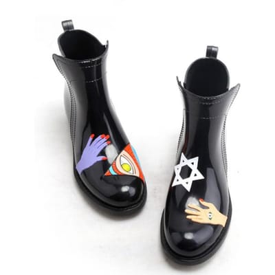 Graffiti Pvc Enkel Regenlaarzen Dames Platte Hakken Regenlaarzen Waterdicht Waterschoenen Dames Regenlaarzen Tr199 35 black