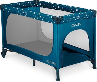 Inklapbaar Reisbed Baby + Matras (125x65cm) Donkerblauw Sterren