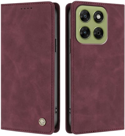 Coverup Hoesje - Geschikt voor Motorola Moto G67 / G77 / G87 Hoesje - Coverup Classic Book Case - Bordeaux