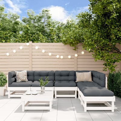 vidaXL - 7-delige - Loungeset - massief - grenenhout - wit