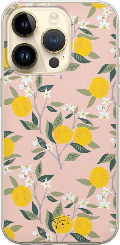 Hoesje geschikt voor iPhone 14 Pro - Citroenen - Soft Case - TPU - Print - Geel - Mooie Telefoonhoesjes