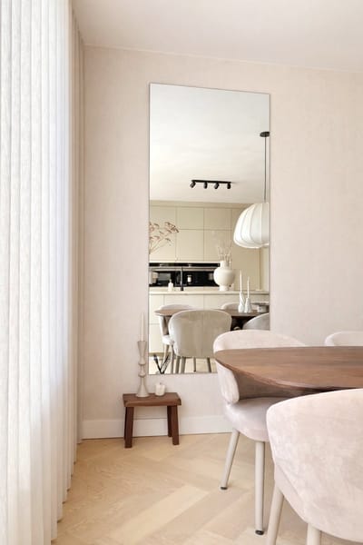 Nordic Style® Rechthoekige spiegel 210x90cm - Frameloos - Scandinavische Spiegels - Vierkant - Zonder lijst - Randloos - Frameloos - Pas spiegel - Staande spiegel - Kleedkamer spiegel - Pas