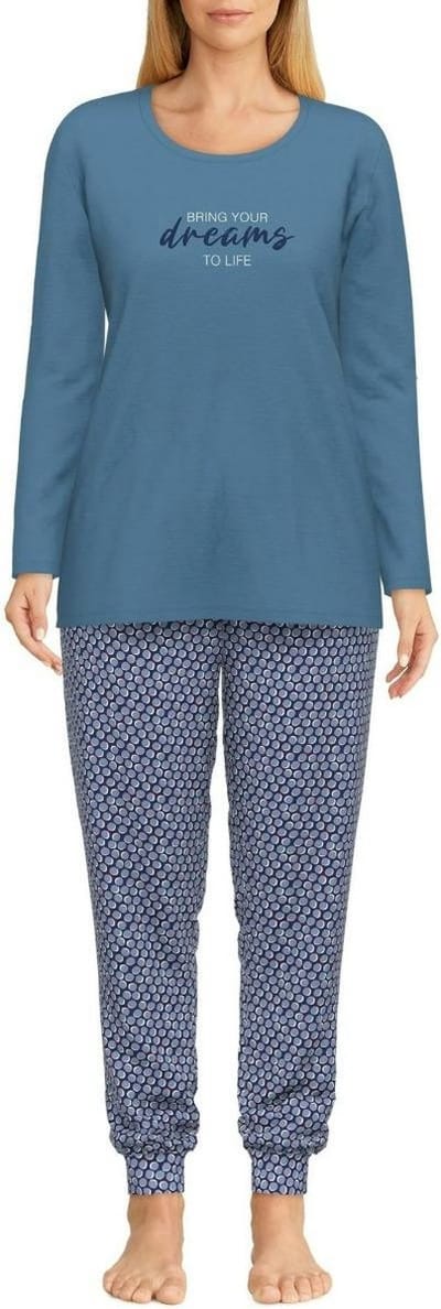 Götzburg Pyjama lange broek - Blau-mittel-allover - maat 42 (42) - Dames Volwassenen - 100% katoen- 250178-4009-685-42
