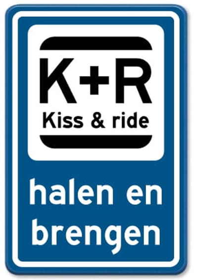Bord Kiss and Ride - blauw - Weerbestendig Aluminium - 40x60 cm - Bevestiging: Zonder bevestiging (alleen het bord)
