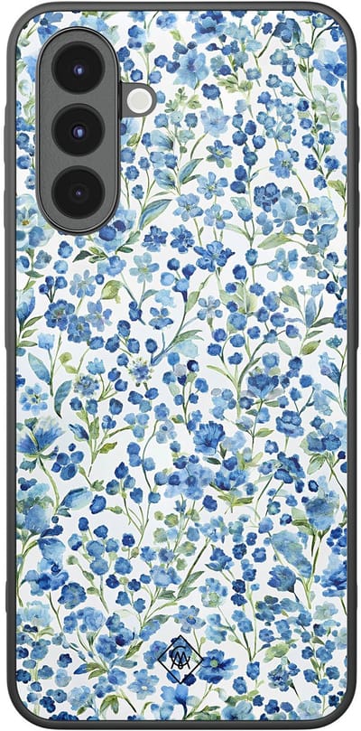 Casimoda® hoesje - Geschikt voor Samsung Galaxy A17 - Vintage Blue Floral - Zwart TPU Backcover - Bloemen - Blauw