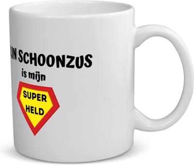 Akyol - mijn schoonzus is mijn superheld koffiemok - theemok - Zus - super schoonzus - verjaardag - cadeautje voor zus - zus artikelen - kado - geschenk - 350 ML inhoud