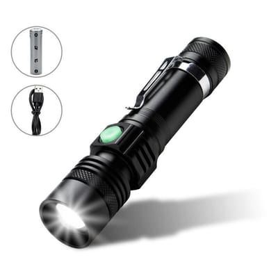 Ynkkvre -Oplaadbare LED Zaklamp - 700 Lumen - Duurzaam en Waterdicht - 26650 Batterij– Noodlamp – Ideaal voor Noodpakket - Zwart