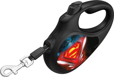 WAUDOG Rollijn / Hondenlijn - Tape - Superman Logo - Maat: S - Lengte: 5 meter - Geschikt voor honden tot maximaal 15 kg.