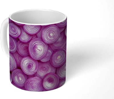 Mok - Koffiemok - Paars - Uien - Close up - Mokken - 350 ML - Beker - Koffiemokken - Theemok