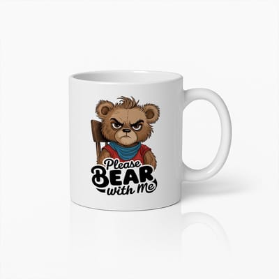 Grappige Beer Mok 330ml – "Please Bear With Me" Schattige Chagrijnige Beer Koffiemok Cadeau