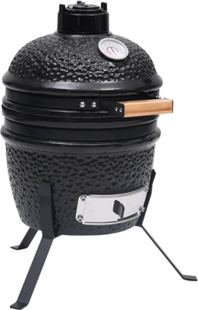 vidaXL Kamado barbecue 2-in-1 56 cm keramiek zwart