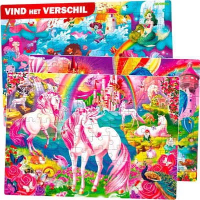 Puzzels van 100 Stukjes voor Kinderen - Zoek- en Vindspellen met Zeemeerminnen, Eenhoorns en Leuke Activiteiten