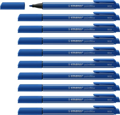 STABILO pointMax - Hardtip Fineliner 0,8 mm - Nylon Punt - Ultramarijn Blauw - Doos 10 stuks