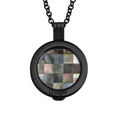 Quiges - RVS 25mm Munthouder Zwart met Ketting en Munt - EPRHZ2390