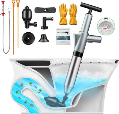 Hogedruk Toiletplunjer - Afvoer Ontstopper - Verstopping Verwijderen - Realtime Manometer - 1040 gram - Grijs