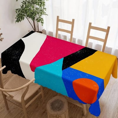 Abstract Geometrisch Rechthoekig Tafelkleed voor Tafeldecoratie Keuken Eetkamer Waterdicht Herbruikbaar Tafelkleed voor Tafels Vakantiefeest 140x140cm