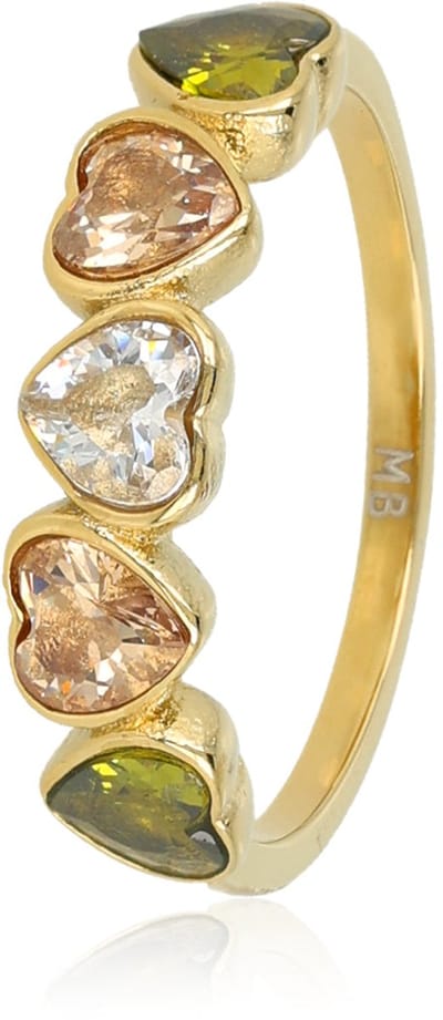 My Bendel - Hartjes Ring met Kleurrijke Kristalglazen - met Luxe Cadeauverpakking | Sieraden Voor Dames | Maat 19.00 Mm / Maat 60