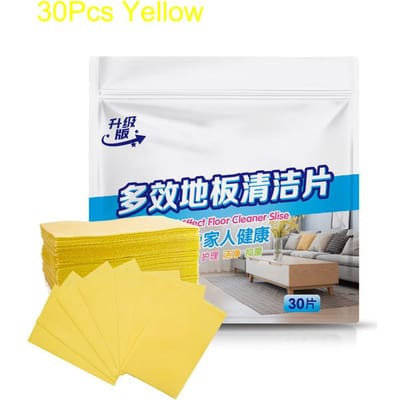 30 Lingettes Nettoyantes Sol Multiusages Désinfectantes, Parfum Aromatique - Nettoyage Facile pour Carrelage & Parquets 30Pcs jaune