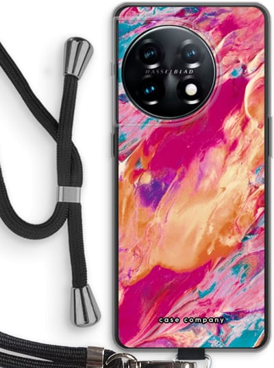 Case Company® - Hoesje met koord geschikt voor OnePlus 11 hoesje met Koord - Pastel Echoes - Telefoonhoesje met Zwart Koord - Bescherming aan alle Kanten en Over de Schermrand