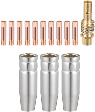 Lassaccessoires Set - MIG MAG - Metaal Bewerken - Koperen Onderdelen - 14 Stuks - Zilver