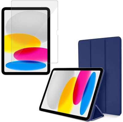 ChiGuard Hoesje & Screenprotector geschikt voor Apple iPad 2025 (A16) & 2022 10.9 10e Gen Hoesje – Gehard Glas - Shock Proof Hoesje – Smart Cover - Blauw