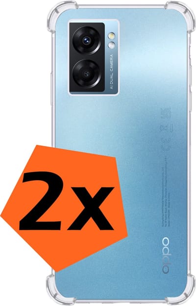 Hoes - 2 Stuks - Geschikt voor OPPO A77 - Sterk & Shockproof - Siliconen Case - Back Cover - Telefoon Hoesje Shock Proof - Transparant