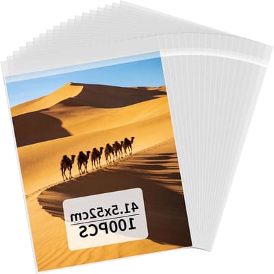 Grote Zelfklevende Cellofaan Tassen, 100 Stuks 41.5 * 52cm Duidelijke Plastic Tassen voor Posters, Kunstwerken en Kleding