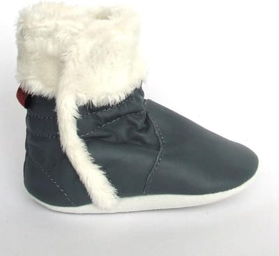 Aapie leren babyslofjes Eskimo Stone - laarsjes - gevoerd - grijs - maat XS