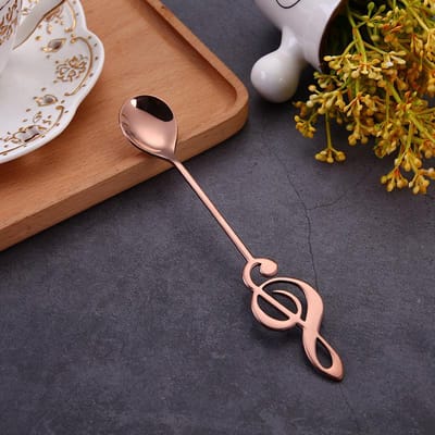 Fournitures de cuisine Note cuillère à café en acier inoxydable Snack petite cuillère à repas rose or