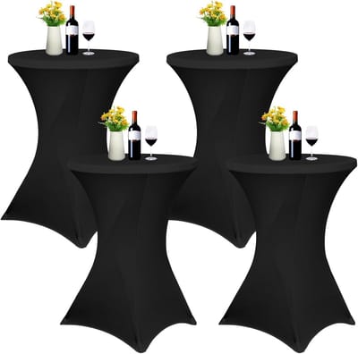 Set van 4 Elastische Tafelhoezen voor Bistrotafels Ø 80-85 cm Zwart