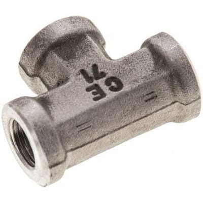 T-koppeling 1/8" NPT Binnendraad RVS 345 bar hoge druk (4847.25psi)