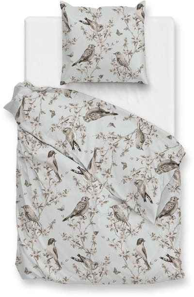 Zohome Dekbedovertrek Uccello - Bedlinnen met Takken print - 140x220 - Grijs - Dekbedhoes van 100% Katoen-Flanel
