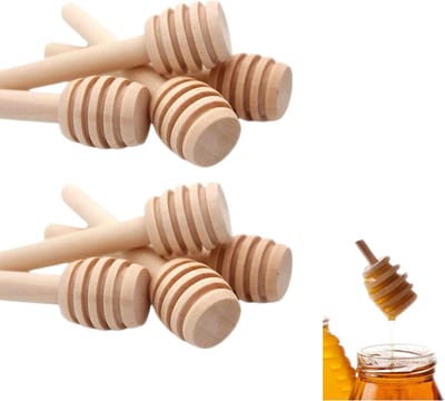 8stuks Mini Houten Honinglepel voor Honingpot Dispenseren Mengen Roerder voor Keuken (8,4cm)