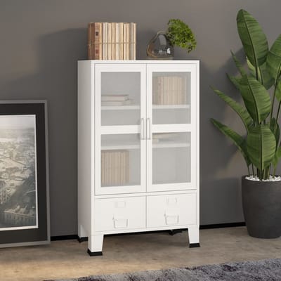 vidaXL - Opbergkast - industrieel - 70x40x115 - cm - metaal - wit