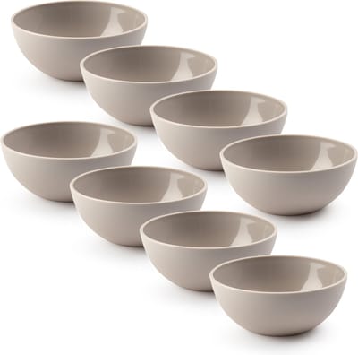 Plasticforte kommetjes/schaaltjes - 8x - dessert/ontbijt - kunststof - D12 x H5 cm - taupe