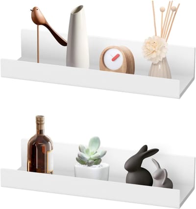 Wandplank - Houten Plank Wandmontage - Hoekrek - Hoekplank - Organizer Keuken - Badkamer - Wit