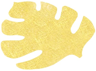 HOBI - 4 gouden non-woven placemats met tropisch blad 40 x 35 cm voor feest