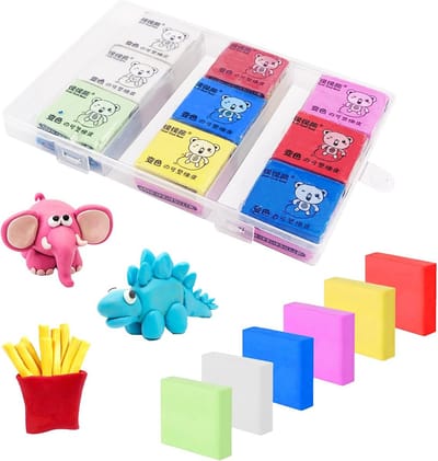 Kneedgum Set van 18 Stuks in 6 Kleuren met Transparante Doos voor Kunstenaars en Schoolbenodigdheden