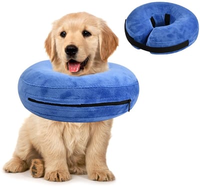 Dailygoods- Opblaasbare Halsband - Comfortabele Bescherming - Verstelbare Halsband - Geschikt voor Hond/Kat - Genezing na Operatie - Hoogwaardige Pluchestof