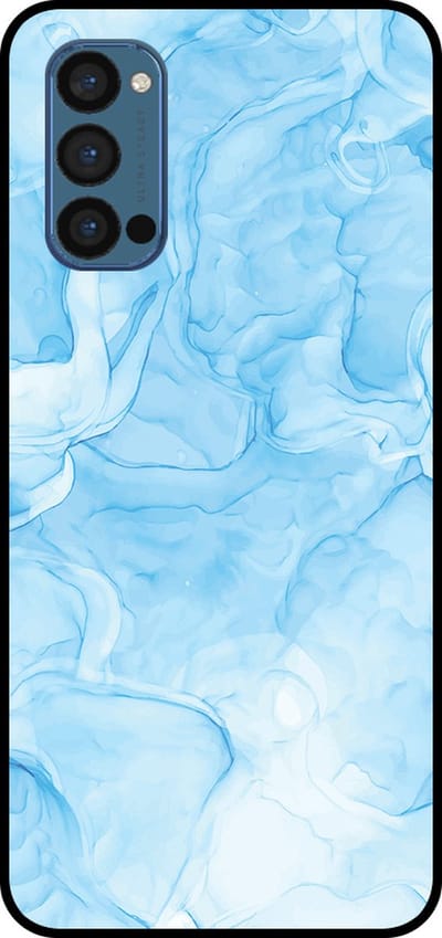 Smartphonica Telefoonhoesje Geschikt voor Oppo Reno4 Pro 5G met marmer opdruk - TPU backcover case marble design - Lichtblauw geschikt voor Oppo Reno4 Pro 5G