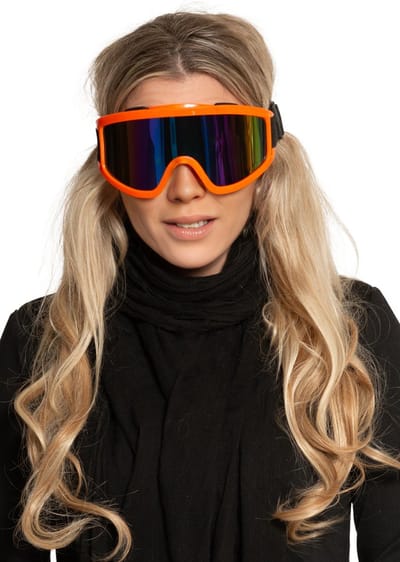 Partychimp Party Skibril Oranje voor Heren en Dames Après Ski Accessoires Themafeest voor Volwassenen Carnaval Accessoires Verkleedaccessoires Foute Party - Unisex - Plastic - Oranje - Skibril