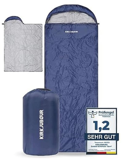 Ultralichte Outdoor Camping Slaapzak 220 x 75 cm - Comfort tot 15 °C met Capuchon en Dekenfunctie