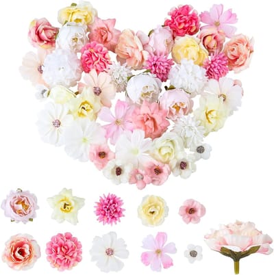 Set van 40 Kunstbloemen in Diverse Stijlen voor Creatieve DIY Projecten en Decoratie van Bruiloften en Thuis met Zijdeachtige Nepp bloemen
