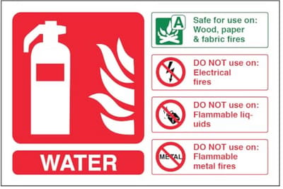 Water-ID Brandblusser - Zelfklevende Vinyl Veiligheidsmarkeringsbord - 150mm x 100mm