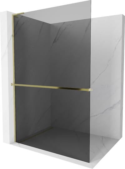 Mexen Kioto+ L douchewand met plank Walk-in 70 x 200 , grafiet, goud - 800-070-123-50-40