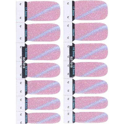 14 pièces Bandes de vernis à ongles DIY Adhésion Wraps d'ongles Décalcomanies Autocollant de transfert Outil de manucure19 pink