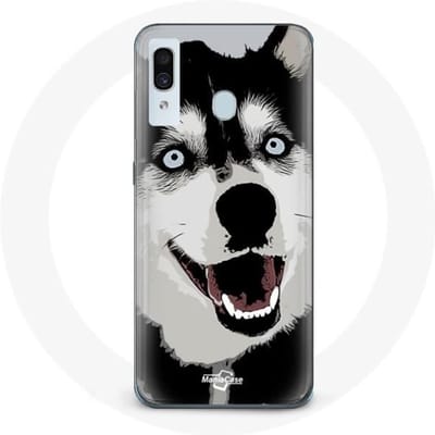 Coque pour Samsung Galaxy A30 Husky de Sibérie Yeux Bleus