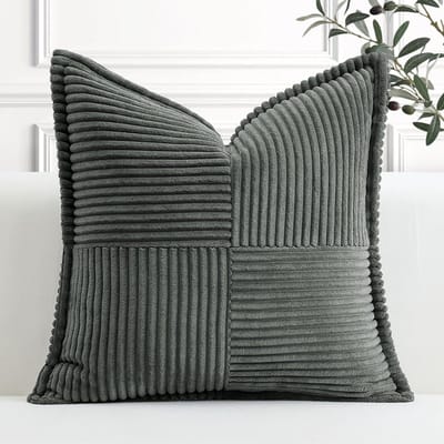 Corduroy Kussenhoes - Sierkussenhoes Zacht - Interieur Decoratie - Verborgen Rits - 50x50 cm - Donkergrijs