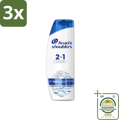 3 x Head & Shoulders - 2in1 Anti-Roos Shampoo & Conditioner - Classic - 270 ml - Grootverpakking - Roosvrij Haar - Roosbestrijding - Hoofdverzorging - Shampoo En Conditioner - Gezond Haar